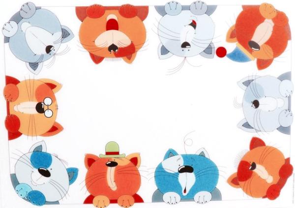 Tischsets Dekor neugierige Katzen 45cm x 32cm - 3 Stück